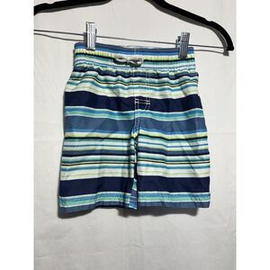 Old Navy Swim Trunks Blue Teal White Stripe 3T EUC Q18
